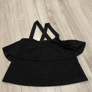 Black Madewell cropped black tank. Cross back